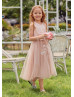 Blush Satin Tulle Sequin Appliques Flower Girl Dress Photoshoot Dress